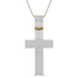 1.60 Carat (Ctw) 10K Yellow Gold Round White Diamond Men's Religious Cross Pendant
