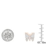 0.70 Carat (Ctw) 18K Rose Gold Round White Diamond Ladies Butterfly Stud Earrings 3/4 CT