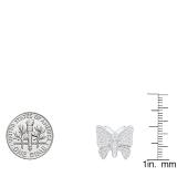 0.70 Carat (Ctw) 18K White Gold Round White Diamond Ladies Butterfly Stud Earrings 3/4 CT