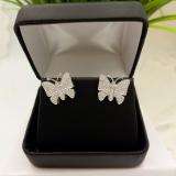 0.70 Carat (Ctw) 18K White Gold Round White Diamond Ladies Butterfly Stud Earrings 3/4 CT