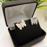 0.70 Carat (Ctw) 18K White Gold Round White Diamond Ladies Butterfly Stud Earrings 3/4 CT