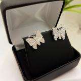 0.70 Carat (Ctw) 18K White Gold Round White Diamond Ladies Butterfly Stud Earrings 3/4 CT