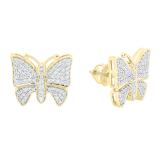 0.70 Carat (Ctw) 18K Yellow Gold Round White Diamond Ladies Butterfly Stud Earrings 3/4 CT