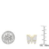 0.70 Carat (Ctw) 18K Yellow Gold Round White Diamond Ladies Butterfly Stud Earrings 3/4 CT