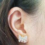 0.70 Carat (Ctw) 18K Yellow Gold Round White Diamond Ladies Butterfly Stud Earrings 3/4 CT
