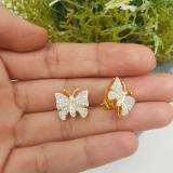 0.70 Carat (Ctw) 18K Yellow Gold Round White Diamond Ladies Butterfly Stud Earrings 3/4 CT