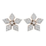 0.65 Carat (ctw) 10K Rose Gold Round Cut White Diamond Ladies Flower Shape Stud Earrings