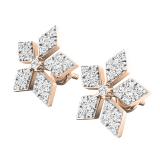 0.65 Carat (ctw) 10K Rose Gold Round Cut White Diamond Ladies Flower Shape Stud Earrings
