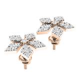 0.65 Carat (ctw) 10K Rose Gold Round Cut White Diamond Ladies Flower Shape Stud Earrings