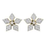 0.65 Carat (ctw) 10K Yellow Gold Round Cut White Diamond Ladies Flower Shape Stud Earrings
