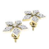 0.65 Carat (ctw) 10K Yellow Gold Round Cut White Diamond Ladies Flower Shape Stud Earrings