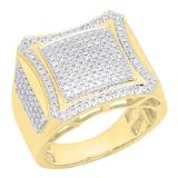 0.80 Carat (ctw) 18K Yellow Gold Round White Diamond Men's Hip Hop Micro Pave Wedding Band 3/4 CT