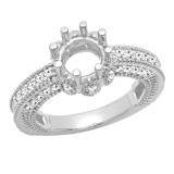 0.50 Carat (ctw) 10K White Gold Round Diamond Semi Mount Bridal Engagement Ring 1/2 CT