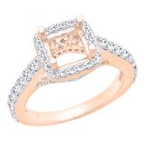 0.85 Carat (ctw) 18K Rose Gold Round Diamond Bridal Semi Mount Engagement Ring (No Center Stone)