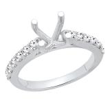 0.50 Carat (ctw) 10K White Gold Round Diamond Semi Mount Bridal Engagement Ring 1/2 CT