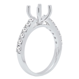 0.50 Carat Round White Diamond Semi Mount Engagement Ring for Women (It Can Fit Round 2.00 ctw. (8.00mm) Center Stone) in 14K White Gold Size 7