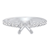 0.50 Carat Round White Diamond Semi Mount Engagement Ring for Women (It Can Fit Round 2.00 ctw. (8.00mm) Center Stone) in 14K White Gold Size 7