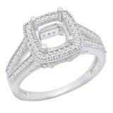 0.30 Carat (ctw) 14K White Gold Round White Diamond Bridal Semi Mount Engagement Ring 1/3 CT