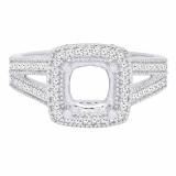 0.30 Carat (ctw) 14K White Gold Round White Diamond Bridal Semi Mount Engagement Ring 1/3 CT