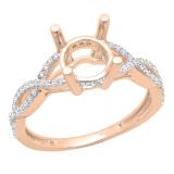0.25 Carat (ctw) 10K Rose Gold Round Cut Diamond Bridal Semi Mount Engagement Ring 1/4 CT