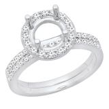 0.55 Carat (ctw) 10K White Gold Round Diamond Semi Mount Bridal Engagement Ring Set 1/2 CT