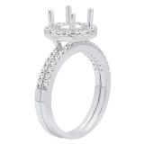 0.55 Carat (ctw) 10K White Gold Round Diamond Semi Mount Bridal Engagement Ring Set 1/2 CT
