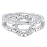 0.55 Carat (ctw) 10K White Gold Round Diamond Semi Mount Bridal Engagement Ring Set 1/2 CT
