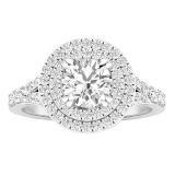 1.00 Carat (ctw) 18K White Gold Round Cut Diamond Ladies Halo Style Engagement Ring 1 CT