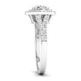1.00 Carat (ctw) 18K White Gold Round Cut Diamond Ladies Halo Style Engagement Ring 1 CT