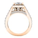 1.25 Carat (ctw) 14K Rose Gold Princess & Round Cut Diamond Bridal Halo Engagement Ring 1 1/4 CT