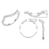 0.20 Carat (ctw) Round White Diamond Ladies Bridal Contour Guard Matching Wedding Band 1/5 CT Sterling Silver
