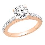 1.00 Carat (ctw) 18K Rose Gold Round Cut White Diamond Ladies Bridal Engagement Ring 1 CT