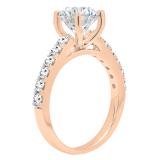 1.00 Carat (ctw) 18K Rose Gold Round Cut White Diamond Ladies Bridal Engagement Ring 1 CT