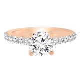 1.00 Carat (ctw) 18K Rose Gold Round Cut White Diamond Ladies Bridal Engagement Ring 1 CT