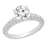 1.00 Carat (ctw) 18K White Gold Round Cut White Diamond Ladies Bridal Engagement Ring 1 CT