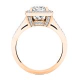 0.90 Carat (ctw) 10K Rose Gold Cushion & Round Cut Diamond Ladies Halo Split Shank Engagement Ring