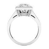 0.90 Carat (ctw) 10K White Gold Cushion & Round Cut Diamond Ladies Halo Split Shank Engagement Ring