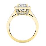 0.90 Carat (ctw) 10K Yellow Gold Cushion & Round Cut Diamond Ladies Halo Split Shank Engagement Ring