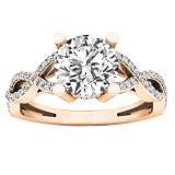 0.90 Carat (ctw) 10K Rose Gold Round Diamond Crossover Split Shank Bridal Promise Engagement Ring