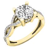 0.90 Carat (ctw) 14K Yellow Gold Round Diamond Crossover Split Shank Bridal Promise Engagement Ring