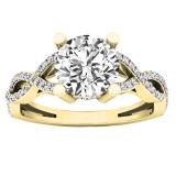 0.90 Carat (ctw) 14K Yellow Gold Round Diamond Crossover Split Shank Bridal Promise Engagement Ring