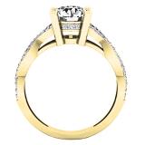 0.90 Carat (ctw) 14K Yellow Gold Round Diamond Crossover Split Shank Bridal Promise Engagement Ring