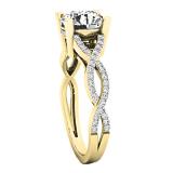 0.90 Carat (ctw) 14K Yellow Gold Round Diamond Crossover Split Shank Bridal Promise Engagement Ring