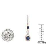 10K Rose Gold Each Oval Cut Blue Sapphire & Round Diamond Ladies Infinity Drop Earrings