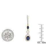 10K Yellow Gold Each Oval Cut Blue Sapphire & Round Diamond Ladies Infinity Drop Earrings