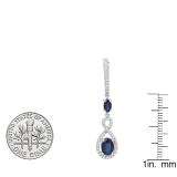 18K White Gold Each Oval Cut Blue Sapphire & Round Diamond Ladies Infinity Drop Earrings