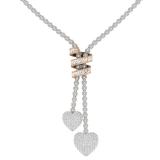3.55 Carat (ctw) 10K Rose Gold Baguette & Round Diamond Lariat Style Necklace