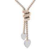 3.55 Carat (ctw) 10K Rose Gold Baguette & Round Diamond Lariat Style Necklace