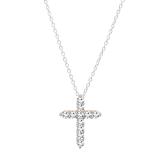 0.95 Carat (ctw) 10K Rose Gold Round Diamond Ladies Cross Pendant 1 CT (Silver Chain Included)
