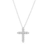 0.95 Carat (ctw) 10K White Gold Round Diamond Ladies Cross Pendant 1 CT (Silver Chain Included)